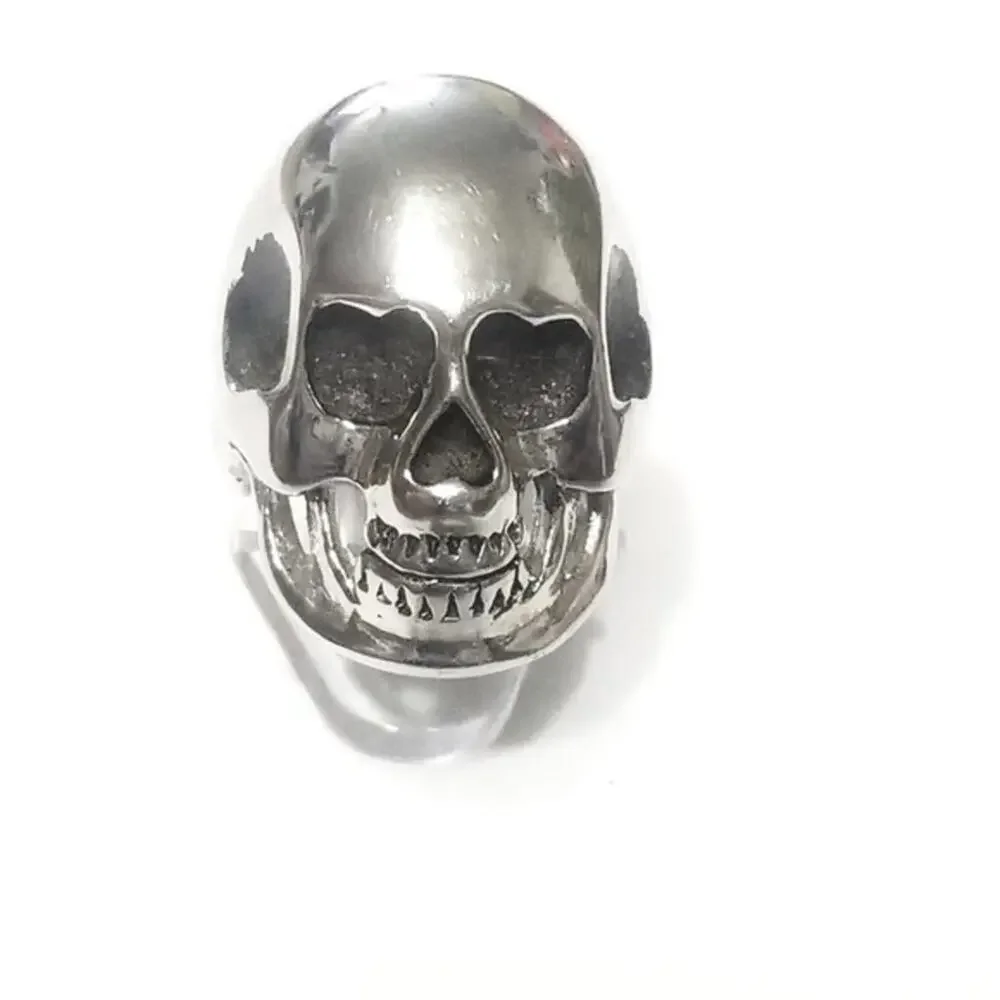 New 316L stainless‎ steel biker skull ring size 9